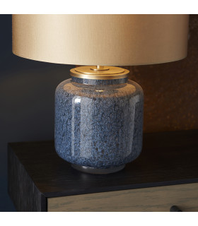 Courmayeur Table Lamp Cobalt Glass & Gold Satin Fabric-2
