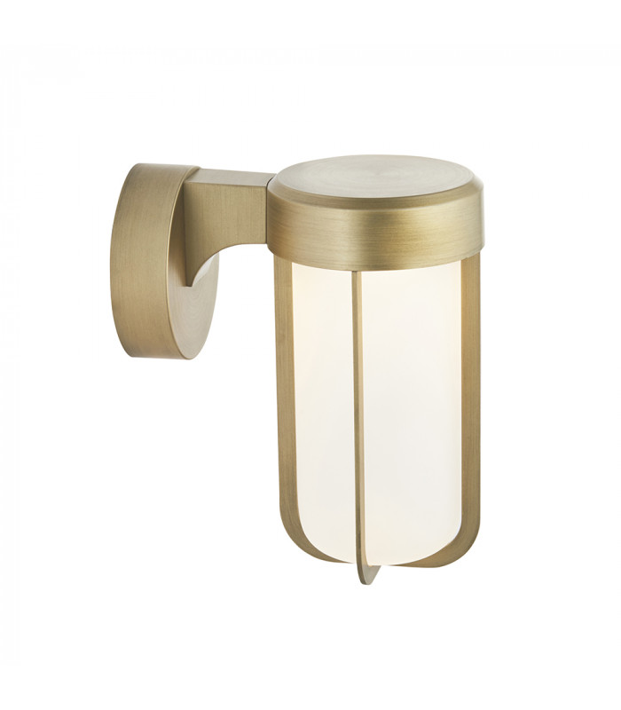 Benevento Outdoor Integrated LED Wall Lamp Brushed Gold Finish & Frosted Glass IP44-1
