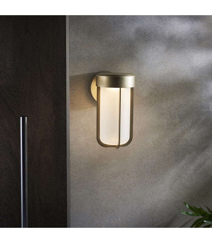 Benevento Outdoor Integrated LED Wall Lamp Brushed Gold Finish & Frosted Glass IP44-2