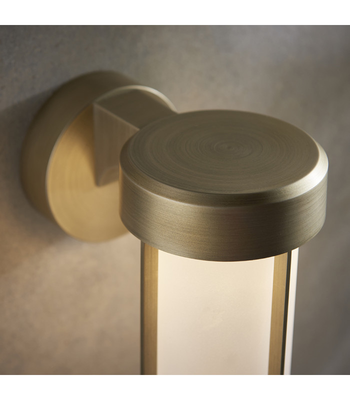 Benevento Outdoor Integrated LED Wall Lamp Brushed Gold Finish & Frosted Glass IP44-3