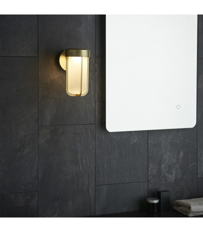 Benevento Outdoor Integrated LED Wall Lamp Brushed Gold Finish & Frosted Glass IP44-4