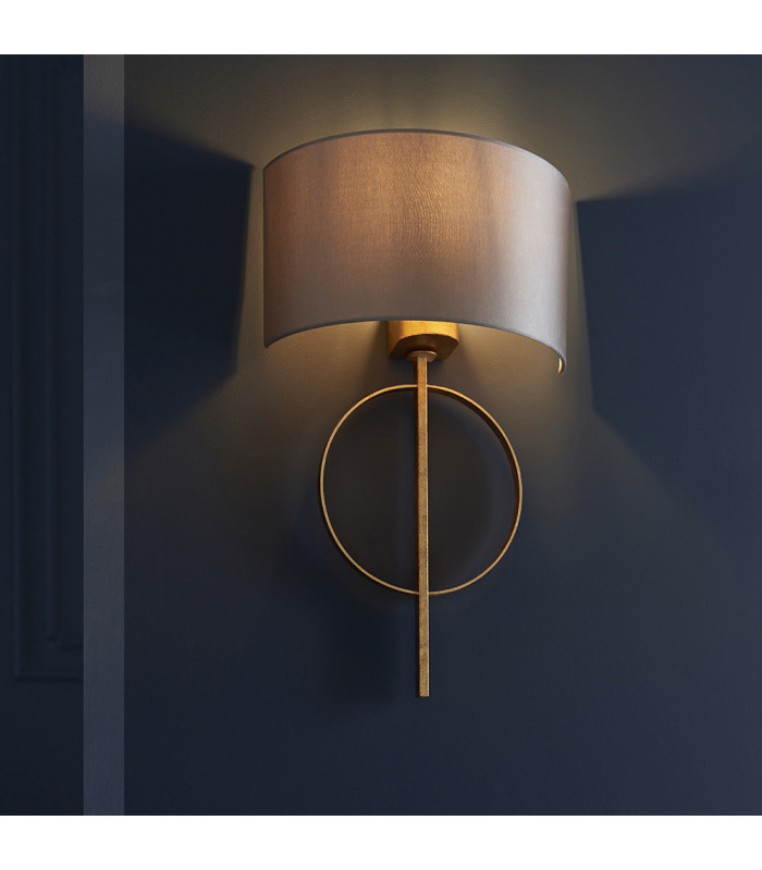 Trento Wall Lamp Antique Gold Leaf & Mink Satin Fabric-3