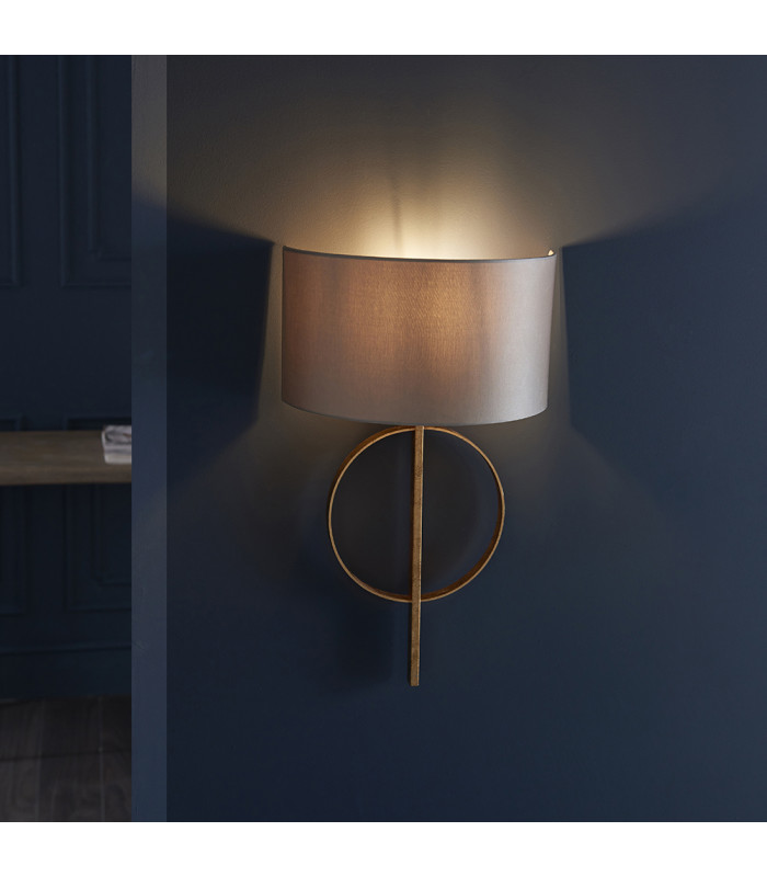 Trento Wall Lamp Antique Gold Leaf & Mink Satin Fabric-4