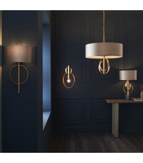 Trento 5 Light Ceiling Pendant Antique Gold Leaf & Mink Satin Fabric-2