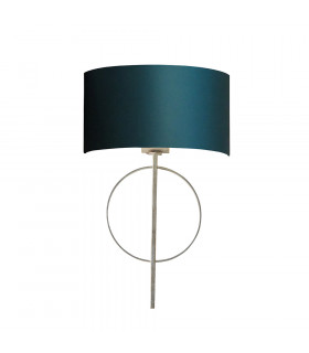Trento Wall Lamp Antique Silver Leaf & Teal Satin Fabric-1
