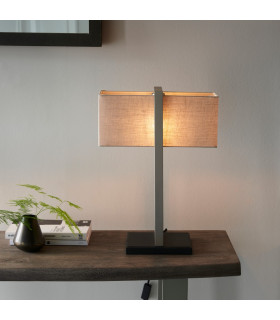 Livigno Table Lamp Satin Nickel Plate & Natural Linen-2