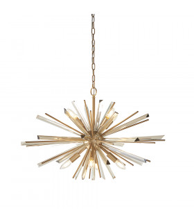 Salerno 8 Light Ceiling Pendant Antique Brass Plate With Champagne Glass-1