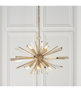 Salerno 8 Light Ceiling Pendant Antique Brass Plate With Champagne Glass-2