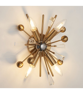Taormina 4 Light Wall Lamp Aged Brass Plate Black Nickel & Clear Glass-2