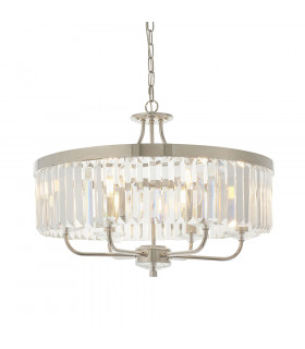 Ascoli 6 Light Ceiling Pendant Bright Nickel Plate & Clear Cut Glass-1