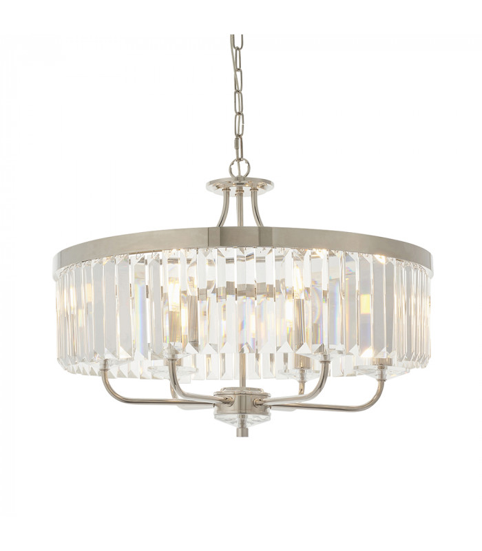 Ascoli 6 Light Ceiling Pendant Bright Nickel Plate & Clear Cut Glass-1