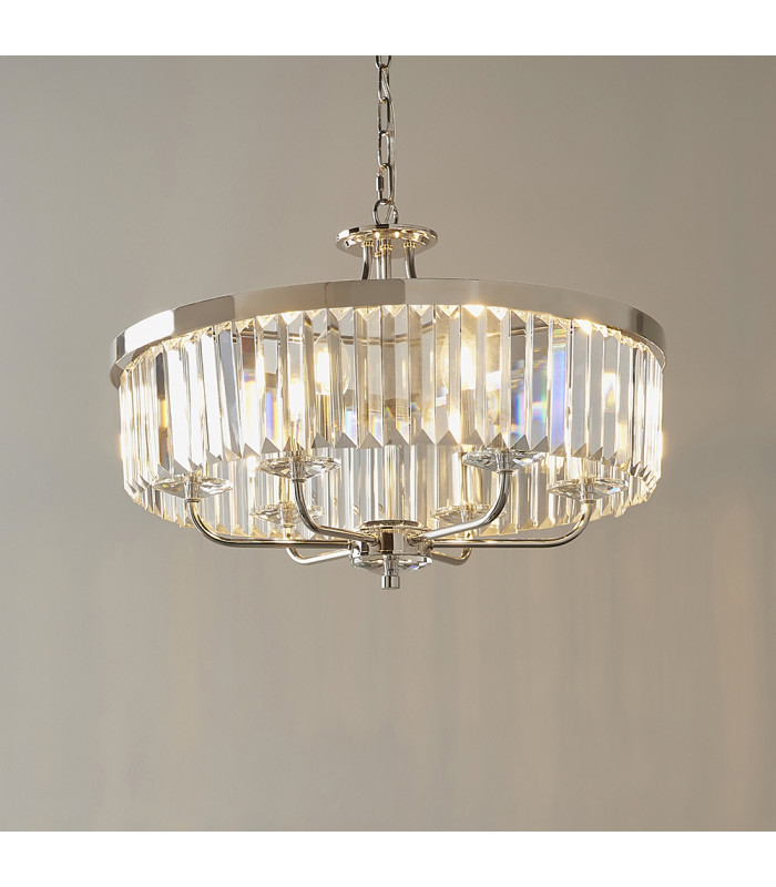 Ascoli 6 Light Ceiling Pendant Bright Nickel Plate & Clear Cut Glass-2
