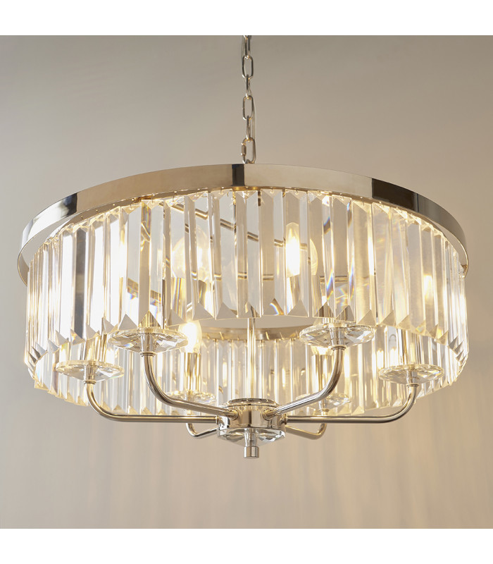 Ascoli 6 Light Ceiling Pendant Bright Nickel Plate & Clear Cut Glass-4