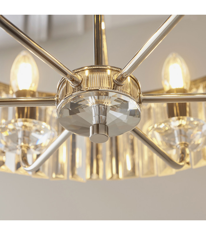 Ascoli 6 Light Ceiling Pendant Bright Nickel Plate & Clear Cut Glass-6