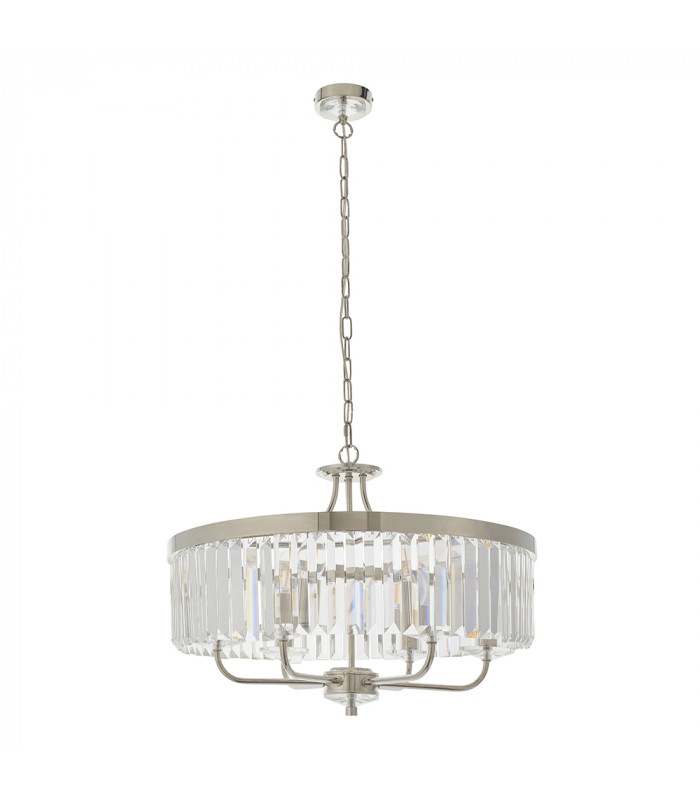 Ascoli 6 Light Ceiling Pendant Bright Nickel Plate & Clear Cut Glass-7