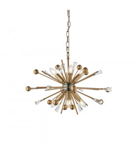 Taormina 6 Light Ceiling Pendant Aged Brass Plate Black Nickel & Clear Glass-1