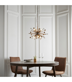 Taormina 6 Light Ceiling Pendant Aged Brass Plate Black Nickel & Clear Glass-2
