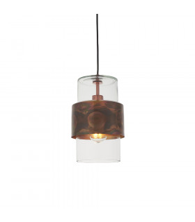 Palermo Pendant Ceiling Light Copper Patina Plate & Clear Glass-1