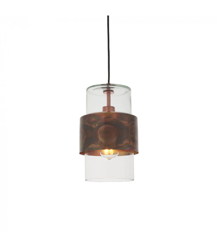 Palermo Pendant Ceiling Light Copper Patina Plate & Clear Glass-1