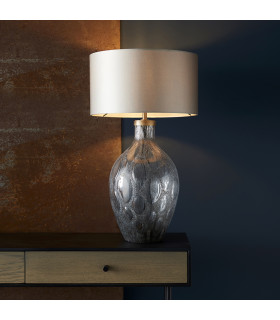 Vibo Table Lamp Charcoal Artisan Glass & Matt Antique Brass Plate-2
