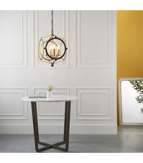 Vicenza 4 Light Ceiling Pendant Matt Black & Gold Paint-2