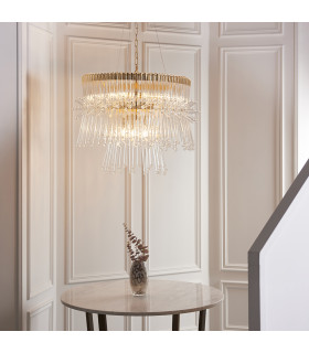 Florence 9 Light Ceiling Pendant Polished Gold Plated Finish With Clear Glass-2
