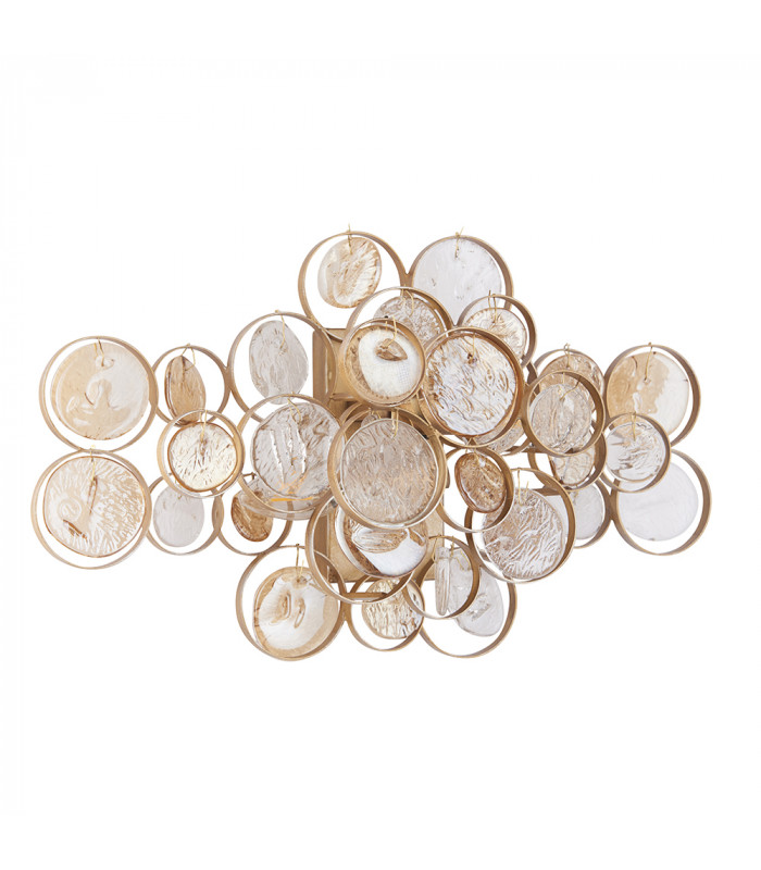 Carbonia 2 Light Wall Lamp Antique Gold Paint Clear & Amber Glass-7