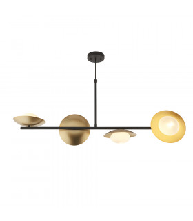 Tivoli 4 Light Ceiling Pendant Gold & Dark Bronze Finish With Opal Glass-1