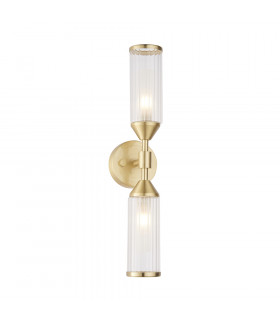 Trieste 2 Light Wall Lamp Satin Brass Plate With Clear & Frosted Glass-1