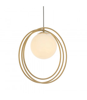 Bergamo Pendant Ceiling Light Brushed Gold Paint & Gloss Opal Glass-1