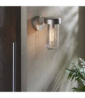 Benevento Outdoor Wall Lamp Brushed Silver Finish & Clear Glass IP44-2