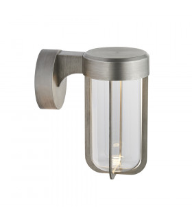 Benevento Outdoor Integrated LED Wall Lamp Brushed Silver Finish & Clear Glass IP44-1