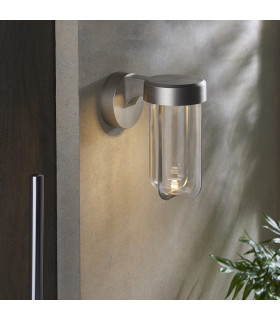 Benevento Outdoor Integrated LED Wall Lamp Brushed Silver Finish & Clear Glass IP44-2