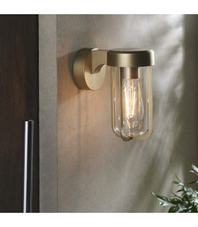 Benevento Outdoor Wall Lamp Brushed Gold Finish & Clear Glass IP44-2