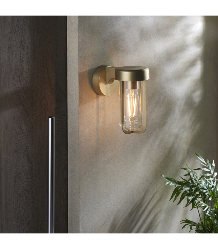 Benevento Outdoor Wall Lamp Brushed Gold Finish & Clear Glass IP44-3