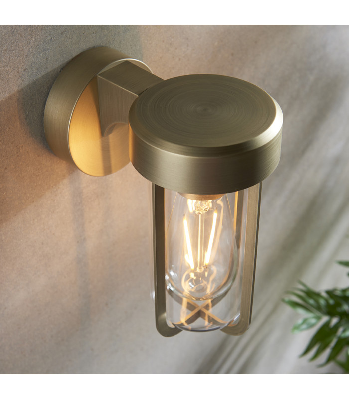 Benevento Outdoor Wall Lamp Brushed Gold Finish & Clear Glass IP44-5