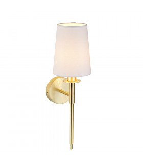 Florence Wall Lamp Satin Brass Plate & Vintage White Fabric-1