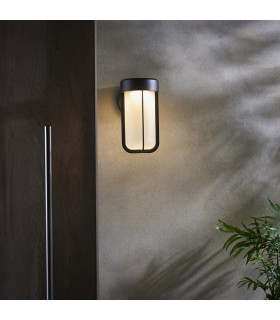 Benevento Outdoor Integrated LED Wall Lamp Matt Black Finish & Frosted Glass IP44-2