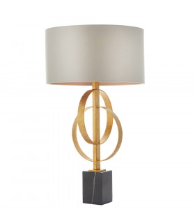 Trento Table Lamp Antique Gold Leaf & Mink Satin Fabric-1
