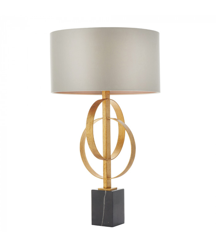 Trento Table Lamp Antique Gold Leaf & Mink Satin Fabric-1