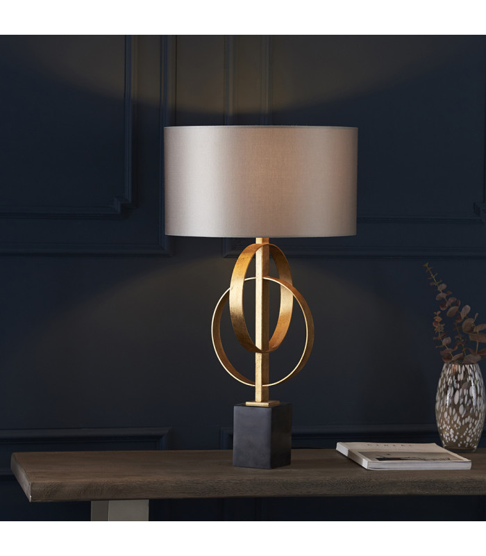 Trento Table Lamp Antique Gold Leaf & Mink Satin Fabric-2