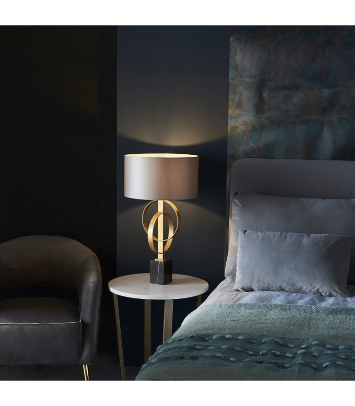 Trento Table Lamp Antique Gold Leaf & Mink Satin Fabric-3