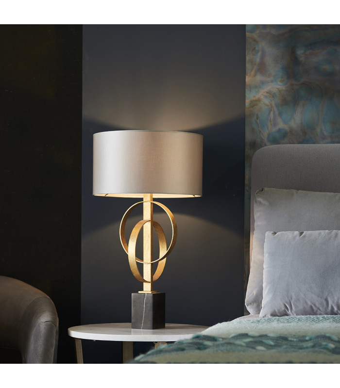 Trento Table Lamp Antique Gold Leaf & Mink Satin Fabric-4