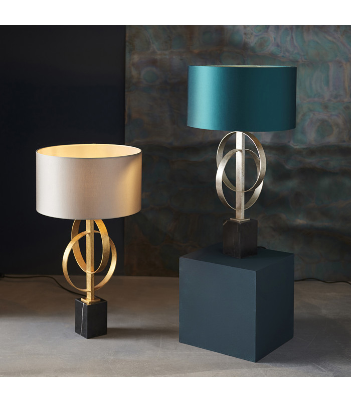 Trento Table Lamp Antique Gold Leaf & Mink Satin Fabric-6