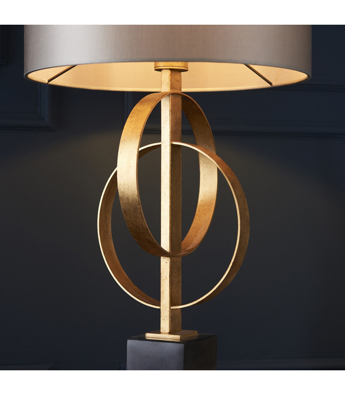 Trento Table Lamp Antique Gold Leaf & Mink Satin Fabric-7