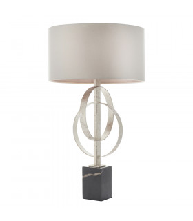 Trento Table Lamp Antique Silver Leaf & Mink Satin Fabric-1
