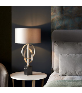 Trento Table Lamp Antique Silver Leaf & Mink Satin Fabric-2