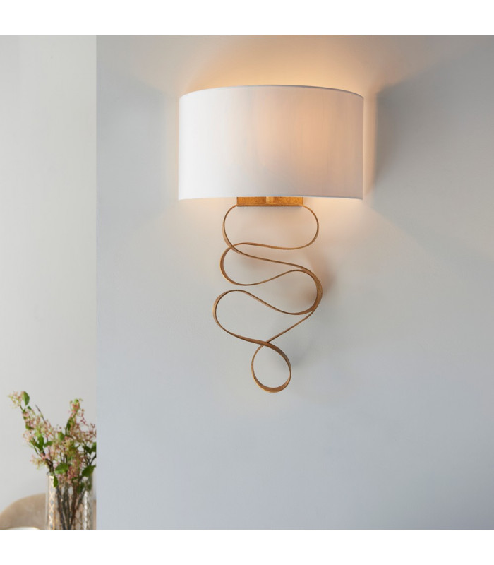 Sanremo Wall Lamp Gold Leaf & Ivory Cotton Fabric-2