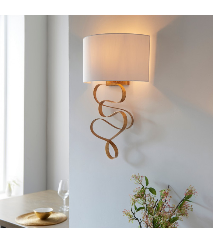 Sanremo Wall Lamp Gold Leaf & Ivory Cotton Fabric-5