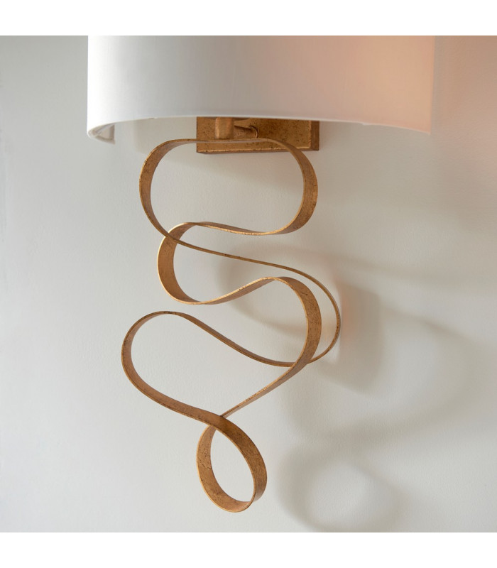 Sanremo Wall Lamp Gold Leaf & Ivory Cotton Fabric-6